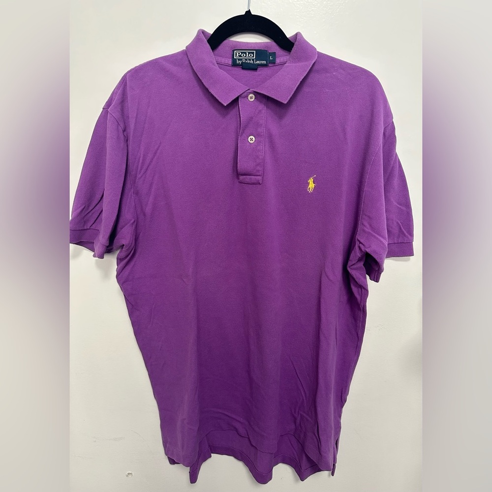 Ralph Lauren Purple Polo Shirt with Yellow Logo